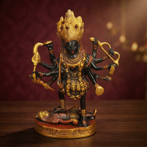 Statue artisanale en laiton de la déesse Kaali Maa Mahakali, design Art Déco Shabby Chic pour la décoration de bureau et de maison, idéale pour les festivités de Diwali - Product Image 6