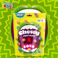 Fabrieksgroothandel 85g Skittle-s type zure, gekleurde kauwgom snoep in staande zak, op maat gemaakte OEM private label, BRC ISO gecertificeerd