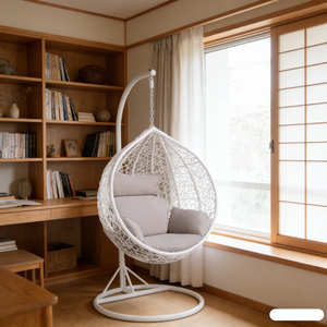 Columpio de Interior para Sala de Estar, Columpio de Mimbre para Jardín, Silla Colgante de Mimbre con Soporte - Product Image 5