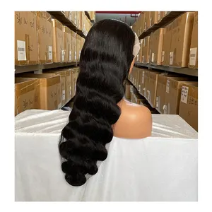 Wig rambut mentah India penjualan laris lem Wig rambut manusia renda HD Wig mentah kutikula Frontal penuh ketebalan 200 13X4 360