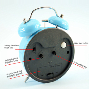 Best-seller Horloge de bureau en métal 3 pouces <span class=keywords><strong>Réveil</strong></span> à double cloche Quartz <span class=keywords><strong>silencieux</strong></span> sans tic-tac avec veilleuse pour chambre à coucher - Product Image 6