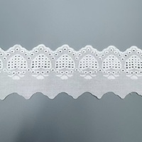 En stock – Dentelle en coton peigné 100 % blanc de 5,3 cm, motif cœur, broderie ajourée, bord festonné pour vêtements d'enfants, couture DIY et artisanat
