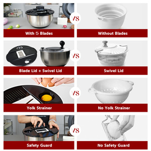 สปินเนอร์สลัดผักผลไม้อบแห้งเร็ว5ใบทำจากสเตนเลสอเนกประสงค์พร้อมที่ขูด - Product Image 5