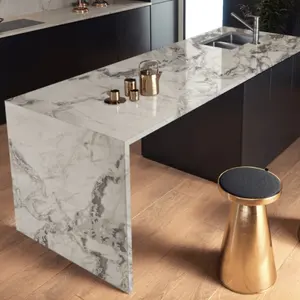 Fabricante italiano de piedra de lujo Dover, losa pulida de mármol de cuarcita blanca para decoración de interiores, salpicaduras de encimera de cocina