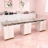 Ensemble table et chaises de manucure en MDF de luxe professionnel couleur de taille personnalisée avec ventilateur charge USB pour onglerie
