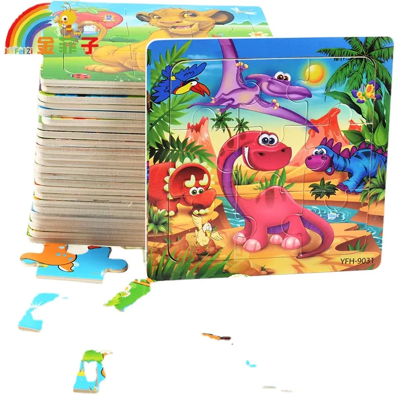9 Pcs 나무 어린이 아기 유아 교육 장난감 나무 지그 소 퍼즐