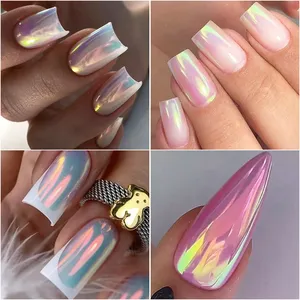 Polvo de Uñas Cromado, Pigmento de Uñas con Efecto Aurora Neón, Iridiscente, Efecto Perla de Sirena, Brillo, Maquillaje, Decoraciones para Arte de Uñas - Product Image 6