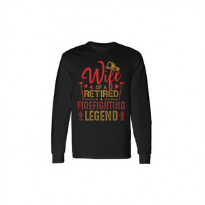 Camiseta Personalizable de Manga Larga para la Esposa de un Bombero en Retiro, Regalo Promocional para el Retiro de un Capitán de Bomberos - Product Image 2