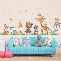 Pegatinas de Pared de PVC Impermeables con Dibujos Animados 3D de Animales del Bosque, Calcomanías con Acabado Mate para la Habitación de Bebés y Niños, Decoración del Hogar