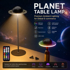 Lámpara de Mesa Recargable USB de 5V con Forma de Planeta, Luz Nocturna Creativa de Acrílico con Diseño de Luna Estrellada, Lámpara de Escritorio con Control Remoto - Product Image 2