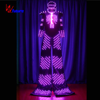 Uniseks nirkabel DMX 512 LED kontrol Mad Max Stilt Walkers kostum bercahaya LED ajaib DC 5V bermain kostum api setelan uniseks