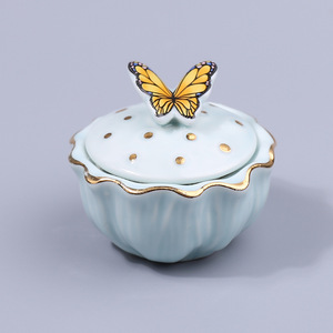 Wholesale Professional Nail Cup with Butterfly Decoration Ceramic Glass Material for Acrylic Liquid Wash Cleaning <b>Pen</b> with Cover - Product Image 6