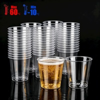 Vente en gros de gobelets jetables en plastique PS transparent de 7 oz pour boissons froides, bière, vin rouge, champagne