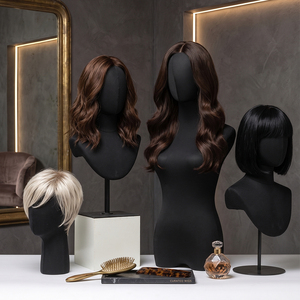 Tête de mannequin en tissu avec support métallique, mannequin réaliste pour l'affichage de perruques, chapeaux, foulards et colliers - Product Image 4