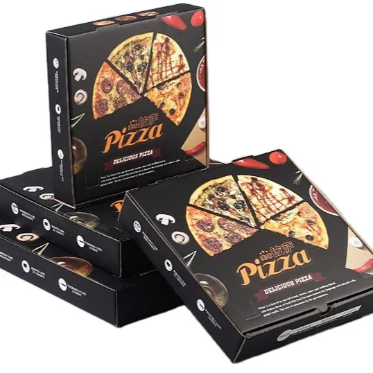 Caja de cartón de Pizza reutilizable, embalaje de papel corrugado impreso personalizado, venta al por mayor, 8, 10, 12 y 16 pulgadas, económico, 2022