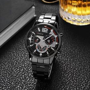 Fashion Men's Stainless Steel Band Natural Stone <strong>Geneva</strong> Casual/Sporty Business Calendar Quartz <strong>Watch</strong> Ring Cross Necklace <strong>Set</strong> - Product Image 4