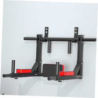 Stasiun Dip Portable Baja yang Dapat Disesuaikan, Terpasang di Dinding untuk Latihan Kekuatan, Palang Horizontal untuk Pull-up dan Chin-up, Garansi 1 Tahun