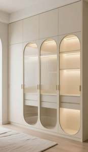 Top-Selling Made-to-Measure Wood Wardrobe Glass Doors Bedroom Custom Size Wood Closet High-Quality Made to Measure Wood Wardrobe - Product Image 4