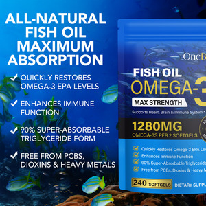 OneBotanical Huile de poisson oméga 3 1280mg Huile de poisson oméga 3 Cerveau Système immunitaire Huile de poisson oméga 3 raffinée Capsules molles d'huile de poisson - Product Image 2
