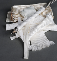 Manchon en fibre de verre à haute teneur en silice blanc 1000 ℃   Protection de faisceau de câbles sans alcali à isolation thermique haute température – Vente en gros