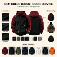 Nouveau sweat-shirt à capuche uni pour homme printemps-automne, style jeune et sportif, multi-poches, en cuir, style utilitaire