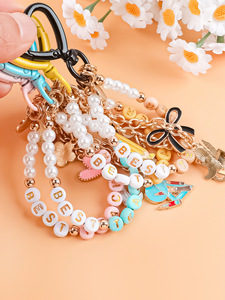 Nouvel accessoire créatif DIY en forme de chaussures à talons hauts de dessin animé avec visage souriant, pendentif, décoration de sac à perles, porte-clés - Product Image 2