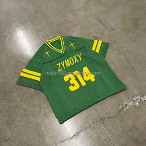 เสื้อสเวตเตอร์ถักคอวีแขนสั้นเสื้อฟุตบอลโลโก้ออกแบบได้ตามต้องการ - Product Image 1