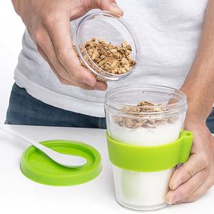 Gobelet à yaourt à double paroi personnalisé avec logo, 12 oz (350 ml), en plastique PS, avec cuillère, pour céréales à emporter, parfait pour le petit-déjeuner - Product Image 6