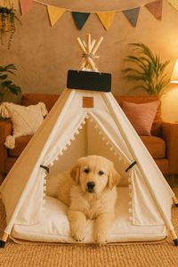 Nouveau design Tente <span class=keywords><strong>tipi</strong></span> en <span class=keywords><strong>toile</strong></span> pour animaux <span class=keywords><strong>de</strong></span> compagnie <span class=keywords><strong>lit</strong></span> d'intérieur pour chien ou chat avec coussin - Product Image 6