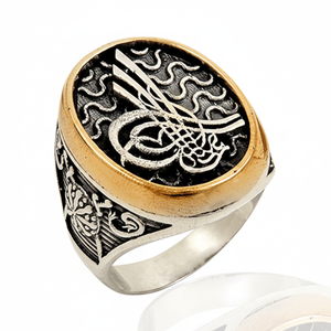 Huge Elegant 925K Sterling <b>Silver</b> Ottoman Tugra <b>Men</b> <b>Ring</b> Wholesale for Turkey Trendy Traditional <b>Men</b> Jewelry - Product Image 2