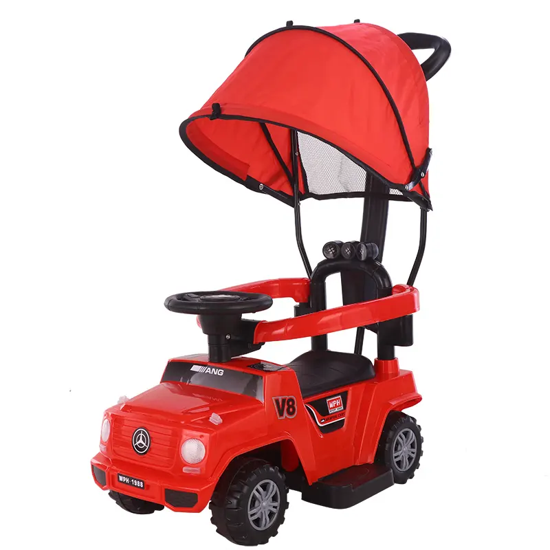 Yüksek kaliteli düşük koltuk oyuncak araba sürgülü araba iterek sepeti ile ses/ucuz fiyat dört tekerlekli çocuk kayma araba serin büküm araba