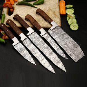 Juego de Cuchillos de Cocina Damasco con Logotipo Personalizado, Proveedor Mayorista, Juego de Cocina Damasco con Cuchillos de Mango de Madera Premium - Product Image 1