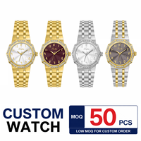 Montre-bracelet de luxe rétro Scottie 9799 pour femme avec logo personnalisé, mouvement à quartz, bracelet en acier inoxydable orné de diamants