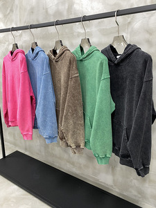 H5537 Guangzhou Clothing Manufacturer Wholesale Custom 420 Gsm 100% Cotton Vintage Acid Washed Hoodies for Men - Product Image 2