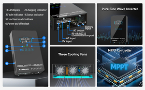 อินเวอร์เตอร์พลังงานแสงอาทิตย์แบบไฮบริด 4KW, ตัวแปลงไฟ 24V เป็น AC 120V แบบ Pure Sine Wave, ฝาครอบกระจกด้านบนพร้อมจอ LCD, 140A MPPT HGX 4000W - Product Image 2