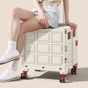 सुपरमार्केट कैंपिंग पोर्टेबल कार चल भंडारण शॉपिंग कार्ट प्लास्टिक फोल्डिंग ट्रॉली कारट्स सार्वभौमिक पहियों के साथ दराज - Product Image 3