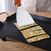 Spatule large en acier inoxydable avec manche en bois, durable, résistante à la chaleur, antiadhésive pour steak, pizza, crêpes, grill à gaz, personnalisable