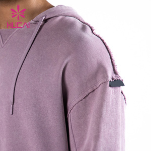 Vente en gros de nouveaux vêtements de fitness personnalisés avec logo double épaisseur sweats à capuche pour hommes en polaire éponge française délavée - Product Image 5