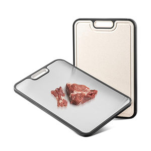 Tabla de cortar de acero inoxidable y paja de trigo Tabla de cortar de acero inoxidable 304 Tabla de cortar de doble cara 2 en 1 para Cocina - Product Image 1