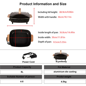 2026 Trending 8L Large Capacity Electric Hot Pot Non Stick Korean <b>Square</b> Skillet Energy Saving Multicooker High Quality - Product Image 4