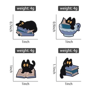 Spille in Metallo all'Ingrosso a Forma di <span class=keywords><strong>Gatto</strong></span> Nero, Serie <span class=keywords><strong>Gatto</strong></span> Cartoon, Spille Decorative in Metallo a Forma di Libro con <span class=keywords><strong>Gatto</strong></span> Carino - Product Image 4
