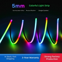Bande LED COB 5 mm basse tension à effet cascade, IC intégré, lumière magique multicolore, contrôle par point unique pour éclairage décoratif