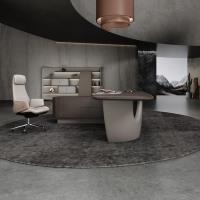 Bureau de direction moderne de luxe en panneaux de bois avec tiroir de rangement, taille/logo personnalisable, table d'ordinateur à usage commercial