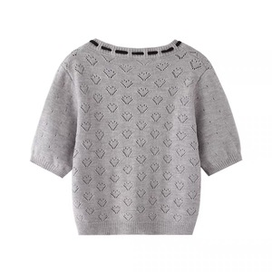 Dalang Knitwear Factory Women's Hollow-out Jacquard Knit <b>Cardigan</b> Top <b>Spring</b> Summer Loose Fit Single-breasted Breathable Thin - Product Image 5