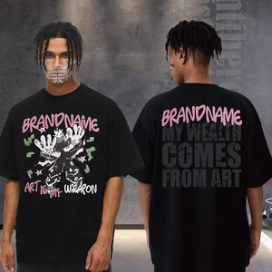 تي شيرت رجالي من القطن 100٪ بتصميم ستريت وير فضفاض بخمسة ألوان من مستودع واشنطن العاصمة - Product Image 1