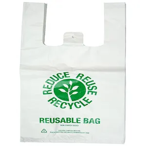 Eco Vest Shopping Plastic T-shirt Bags With Handles Supermarket Bag Tshirt Shop Resealable Plastic T-shirt Bags