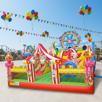 DFRL Château Gonflable Nouveau Design 2026 Style Parc d'Attractions et Carnaval, Matériau PVC 0,55 mm, Souffleur Inclus, Poids >500 kg