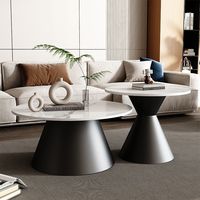 Cadre en acier carbone et dessus en pierre frittée Table basse combinée de haute qualité pour les ensembles de salon modernes