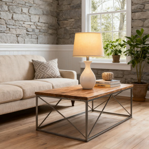 Modern Ceramic <b>Table</b> <b>Lamp</b> With Off White Shade E26 <b>Base</b> Led Light Source Knob Switch Eye Caring Design For Bedroom Living Room - Product Image 1