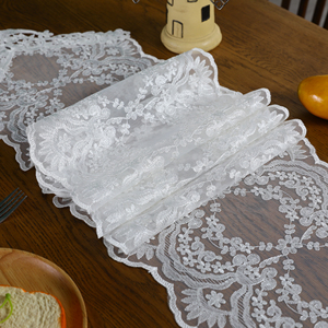 Runner da Tavola Rettangolare Bianco in Poliestere con Pizzo Macramè Ricamato, Riutilizzabile, Stile <span class=keywords><strong>Vintage</strong></span> Shabby Chic per Matrimoni e Festività - Product Image 6